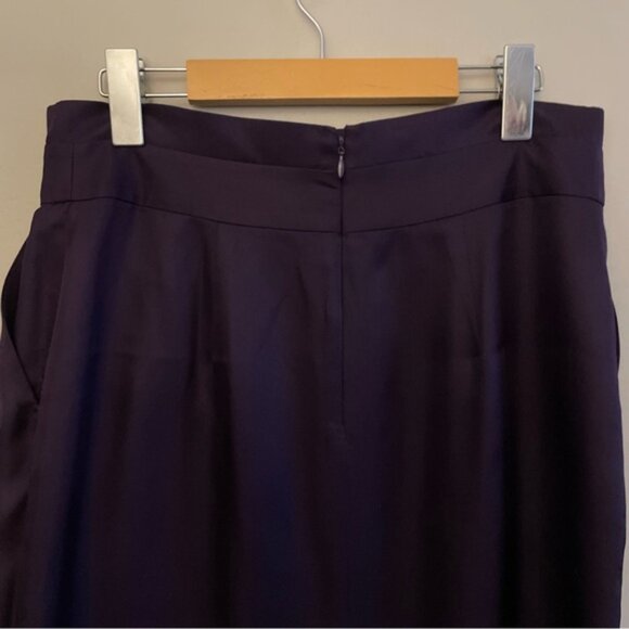 Vintage Jacob 100% Silk Deep Purple Lined Pencil Skirt w Pleated Waist Detail - Picture 12 of 15